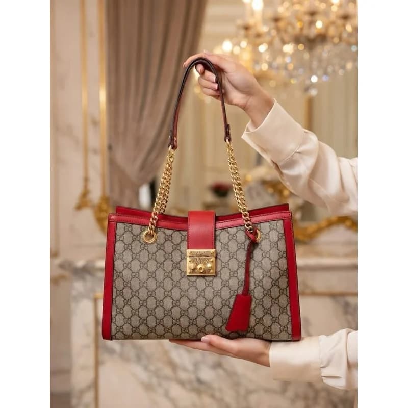 Çante Gucci kafe me kontur te kuq