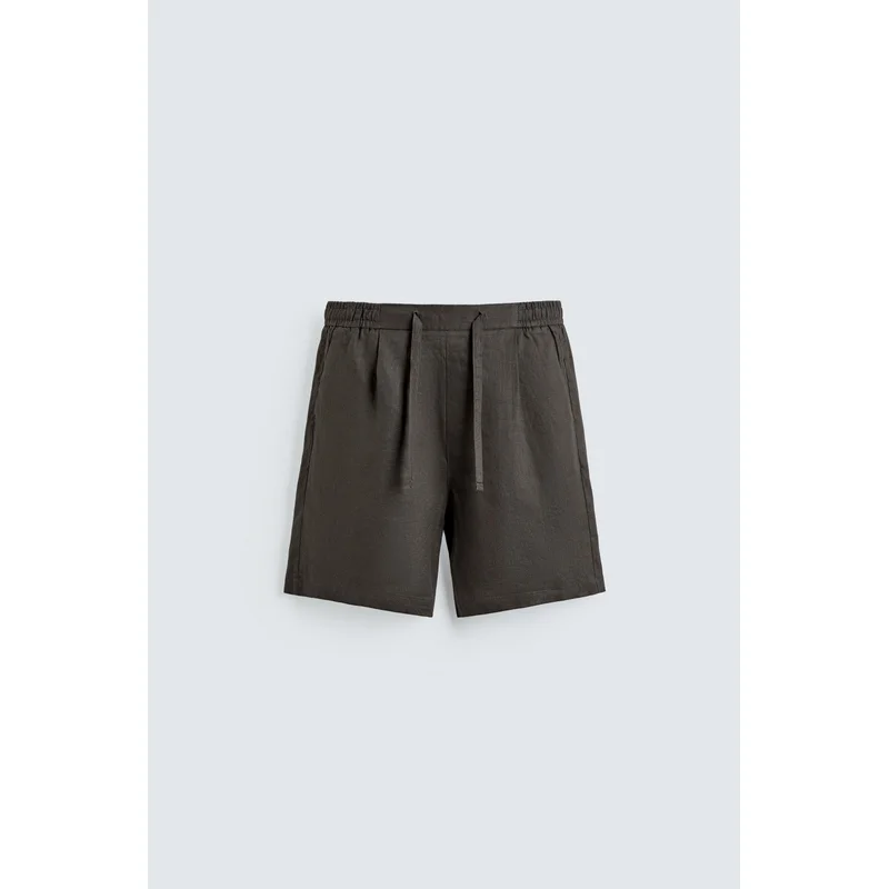 100% LINEN RELAXED FIT BERMUDA SHORTS
