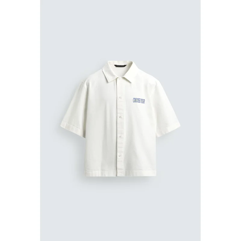 WASHED CONTRAST PRINT SHIRT