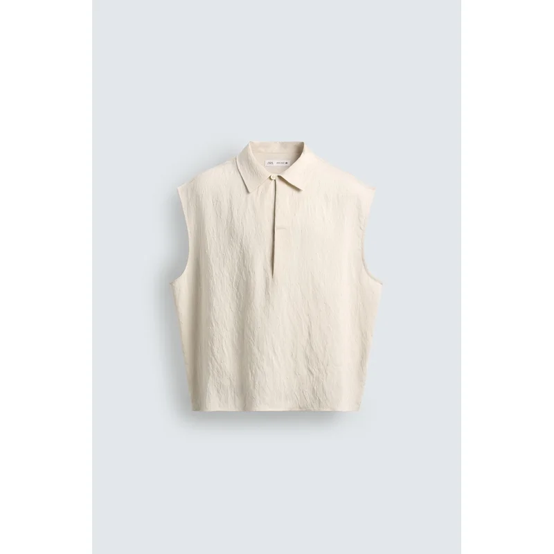 RELAXED FIT SLEEVELESS POLO SHIRT