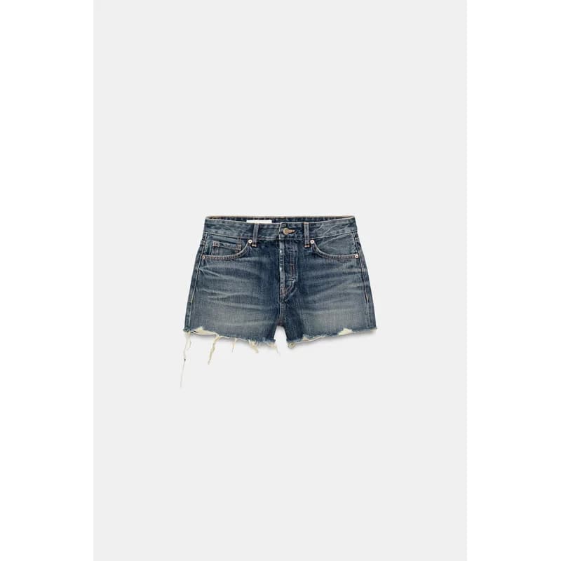 TRF MID-RISE RIPPED DENIM SHORTS